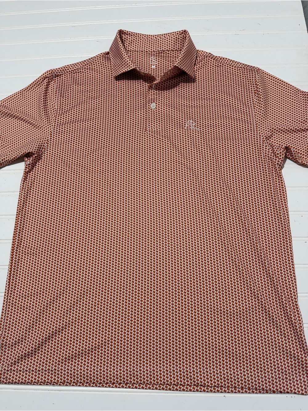 Rhoback "The Don't Mess" Texas State Print Performance Polo Shirt Men's Medium - Picture 2 of 11